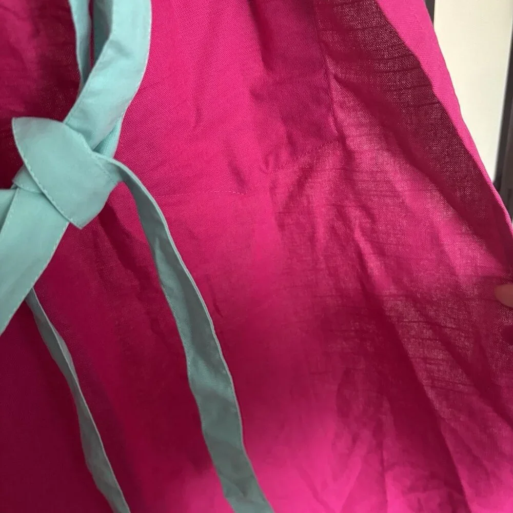 Opalhouse Cooking Apron Floral Pink Pom Pom‎ Cotton Pockets Boho Preppy Summer